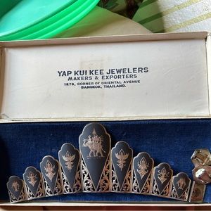 Vintage Siam Silver Niello Elephant Goddess Bracelet, 1940's